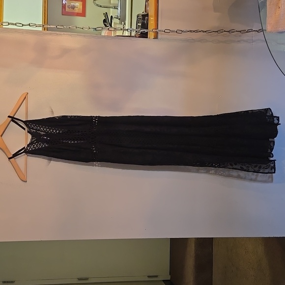 Free People Anastasia Lace Crochet Lined  Fairy Goth Emo Sleeveless Maxi Dress - Picture 5 of 16